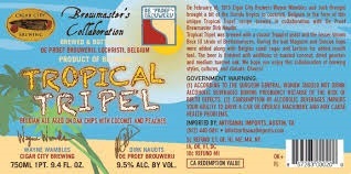 De Proefbrouwerij / Cigar City Tropical Tripel beer Label Full Size