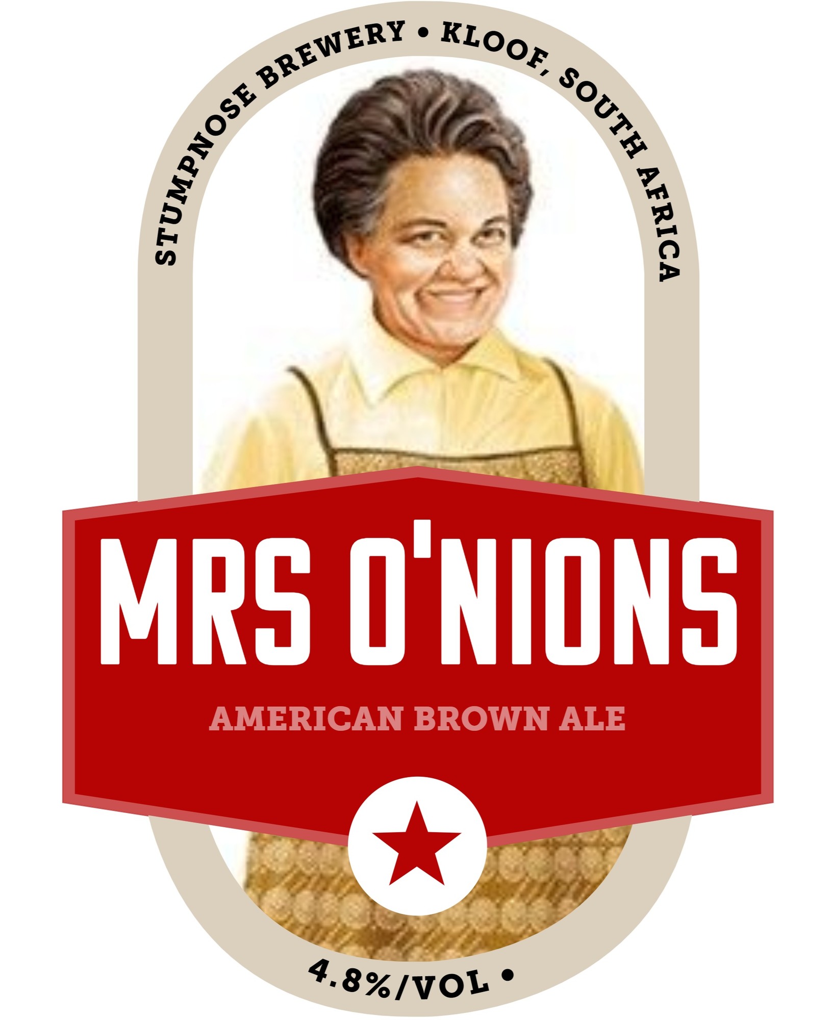 Stumpnose Mrs O'Nion's beer Label Full Size