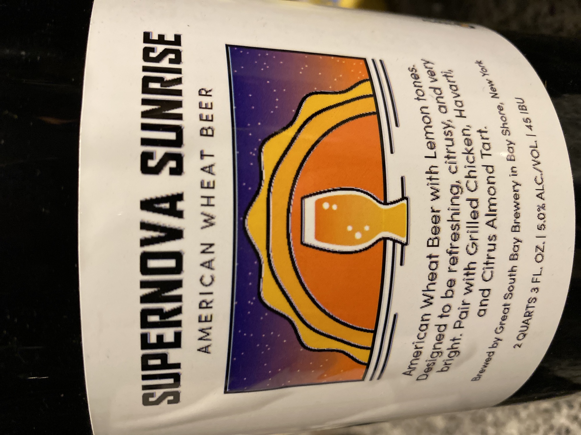 Great South Bay Supernova Sunrise beer Label Full Size