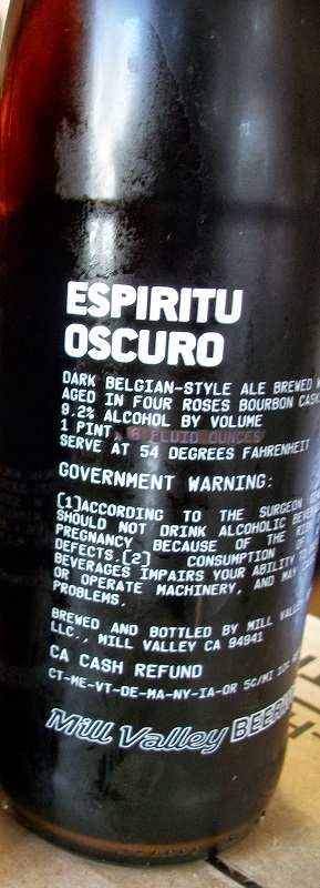 Mill Valley Espiritu Oscuro: Healthy Spirits 15th Anniversary beer Label Full Size