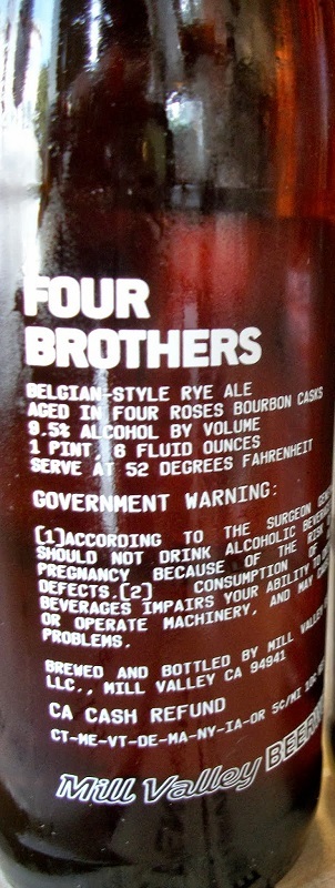 Mill Valley Four Brothers: Healthy Spirits 15th Anniversary beer Label Full Size