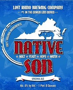 Lost Rhino Native Son Virginia beer Label Full Size