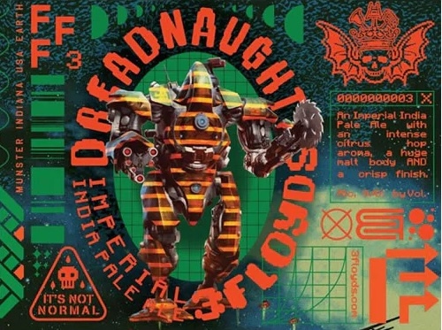 3 Floyds Dreadnaught beer Label Full Size