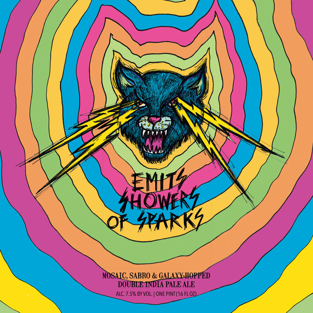 Hop Butcher for the World Emits Showers of Sparks beer Label Full Size