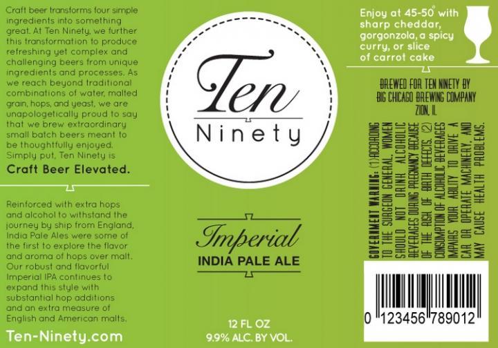 Ten Ninety Imperial IPA beer Label Full Size