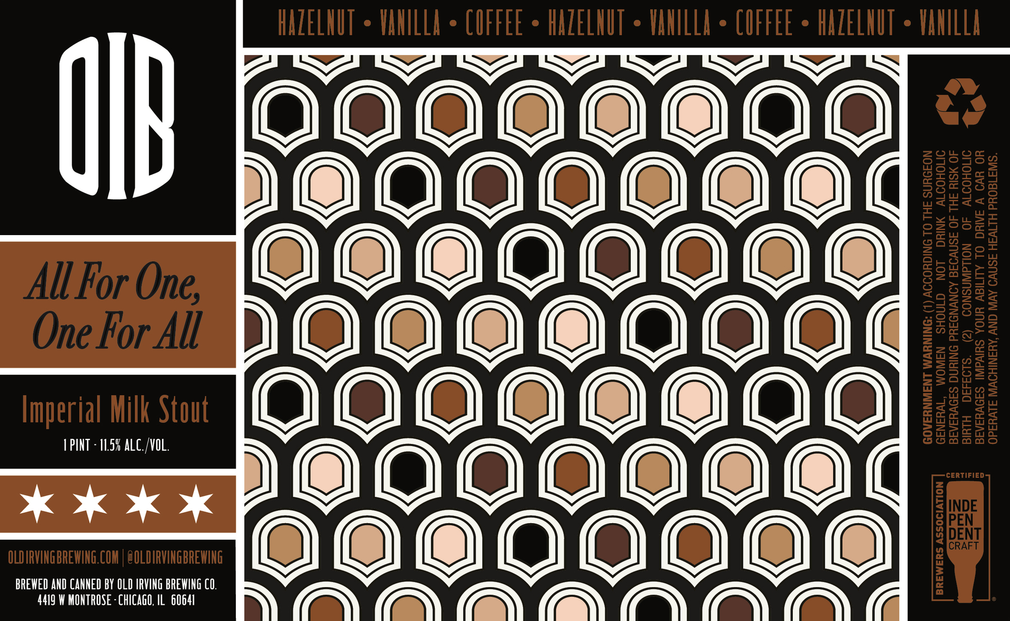 Old Irving All For One, One For All beer Label Full Size