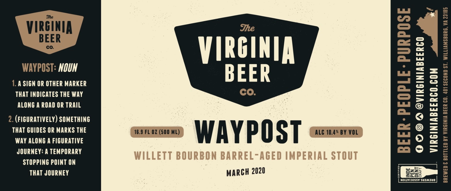 Virginia Beer Co. Waypost: Willett Bourbon beer Label Full Size