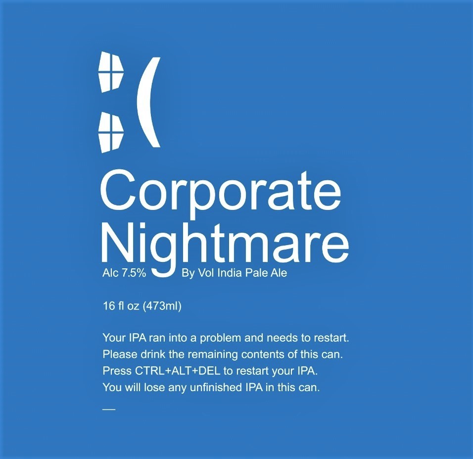 Virginia Beer Co. Corporate Nightmare beer Label Full Size