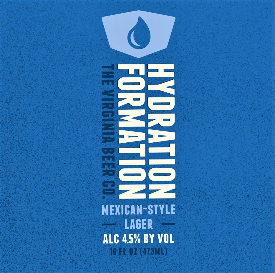 Virginia Beer Co. Hydration Formation beer Label Full Size