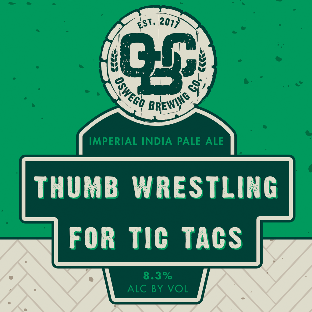 Oswego Thumb Wrestling For Tic Tacs beer Label Full Size