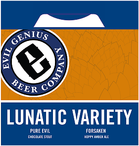 Evil Genius Lunatic Variety beer Label Full Size