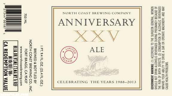 North Coast XXV beer Label Full Size