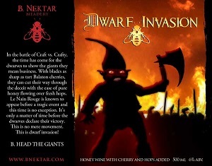 B. Nektar Dwarf Invasion Honey Wine with Cherry and Hops Added beer Label Full Size