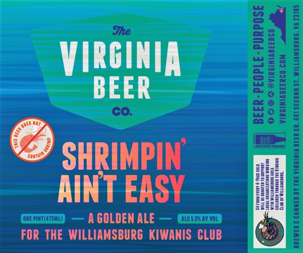Virginia Beer Co. Shimpin' Ain't Easy beer Label Full Size