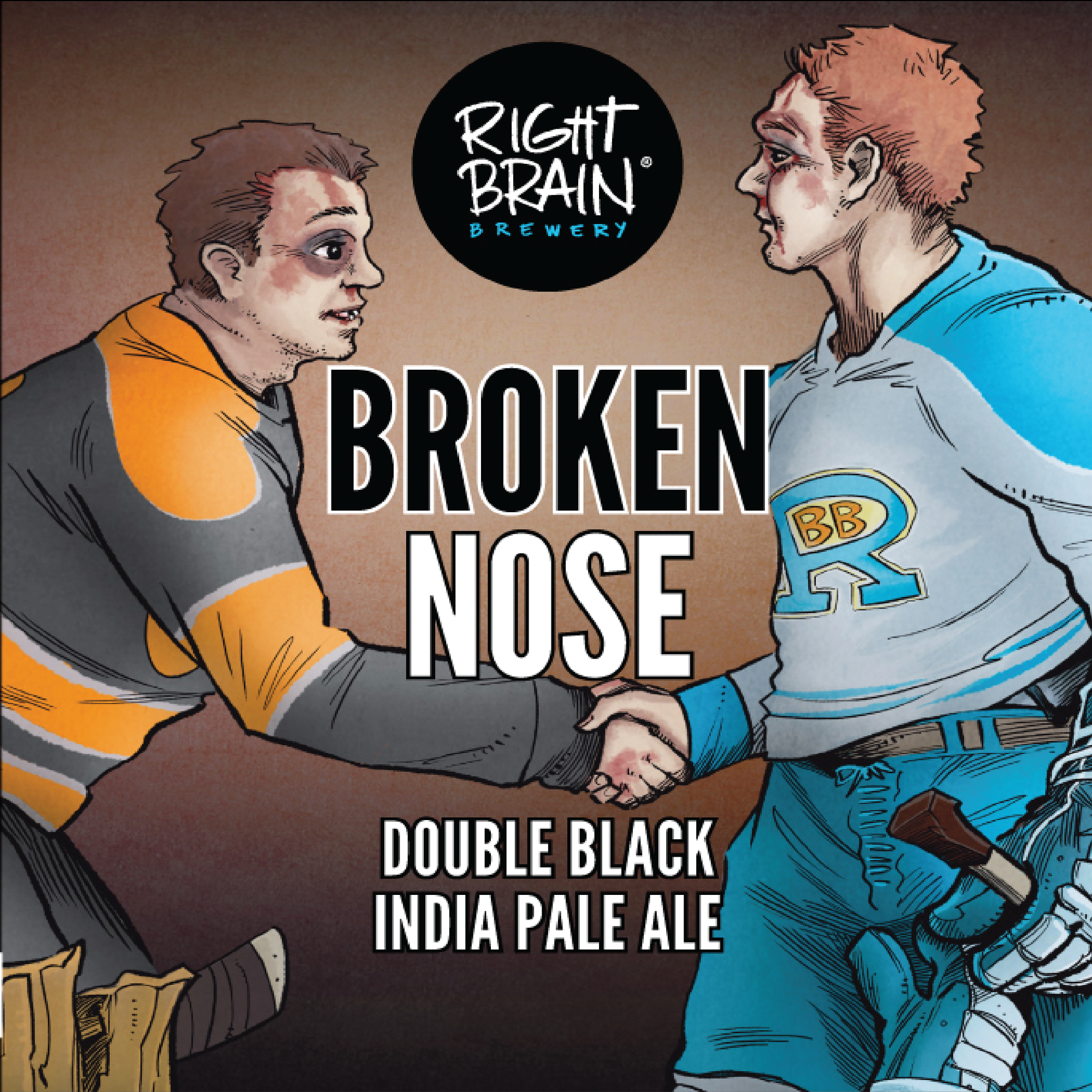 Right Brain Broken Nose beer Label Full Size
