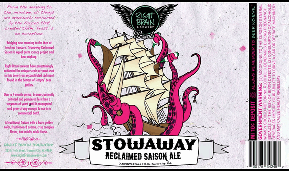 Right Brain Stowaway Reclaimed beer Label Full Size