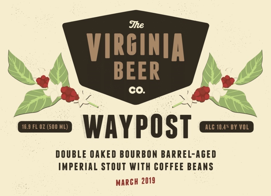 Virginia Beer Co. Waypost: Double Oaked Coffee beer Label Full Size