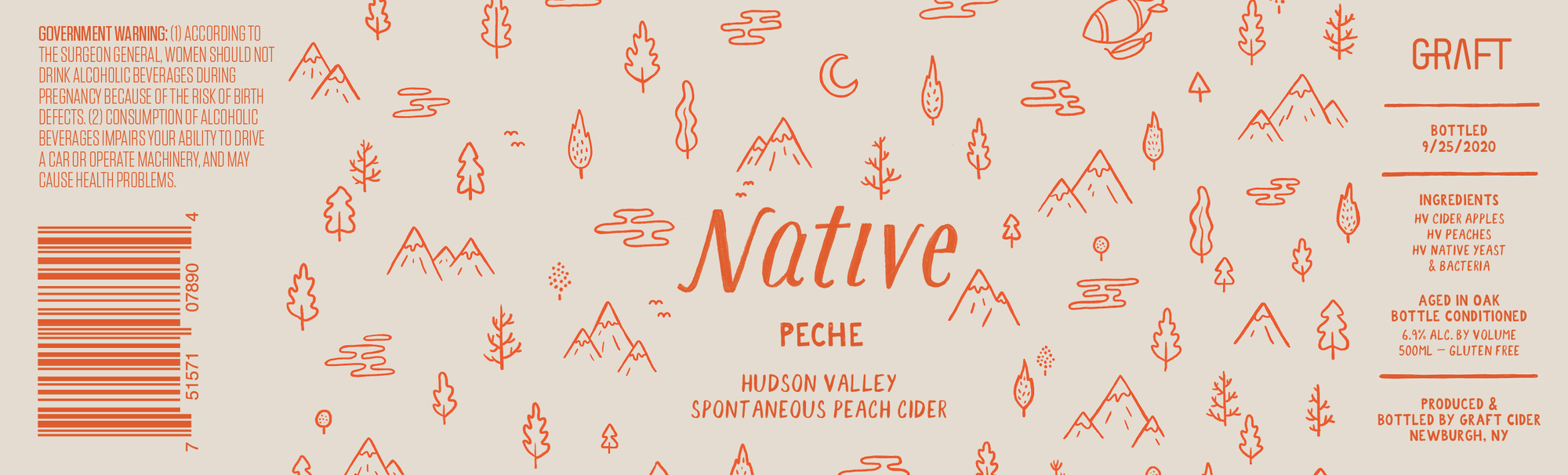 Graft Native Peche beer Label Full Size