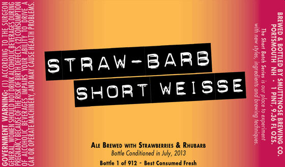 Smuttynose Short Batch #21 Straw-Barb Short Weisse beer Label Full Size