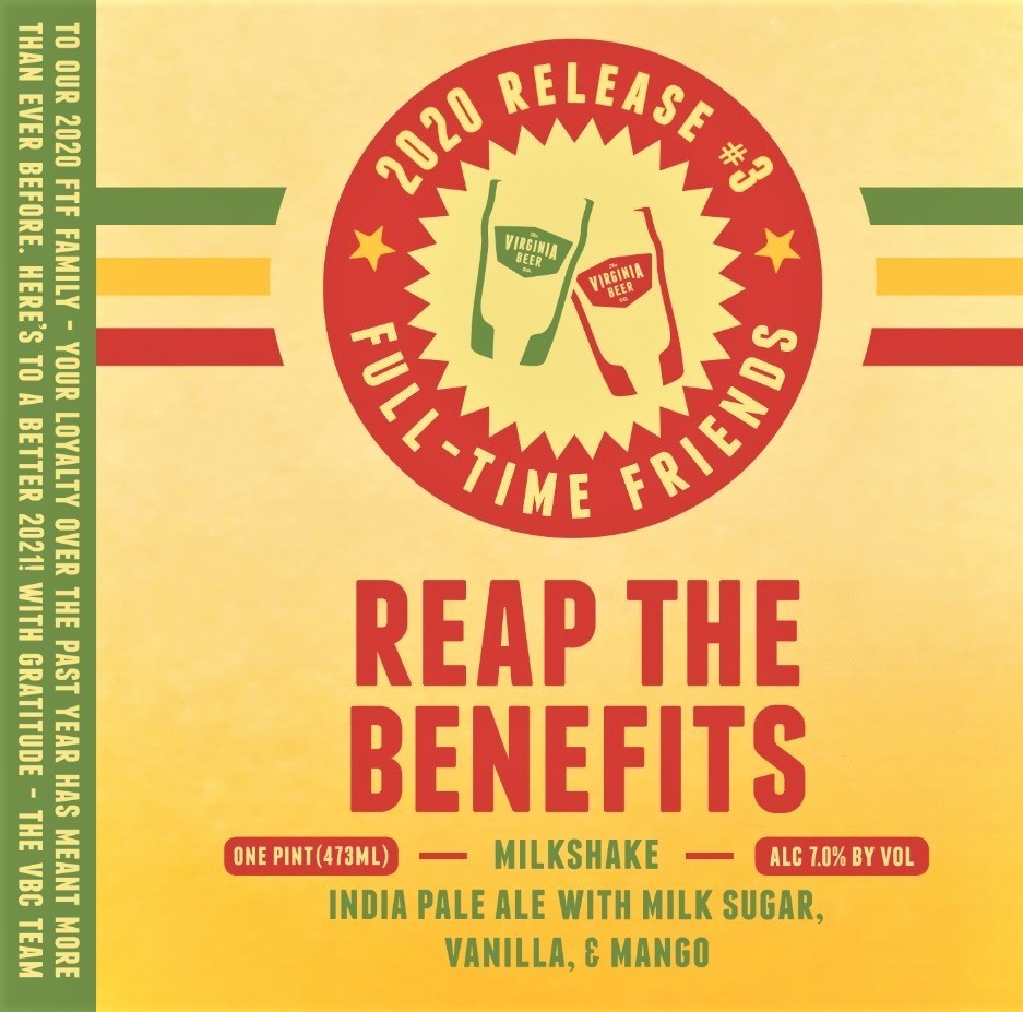 Virginia Beer Co. Reap The Benefits beer Label Full Size