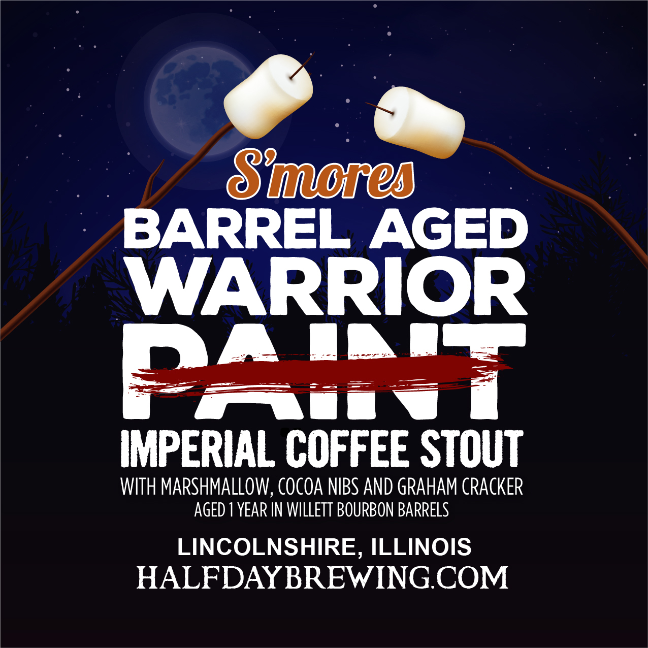 Half Day S'mores Barrel Aged Warrior Paint beer Label Full Size