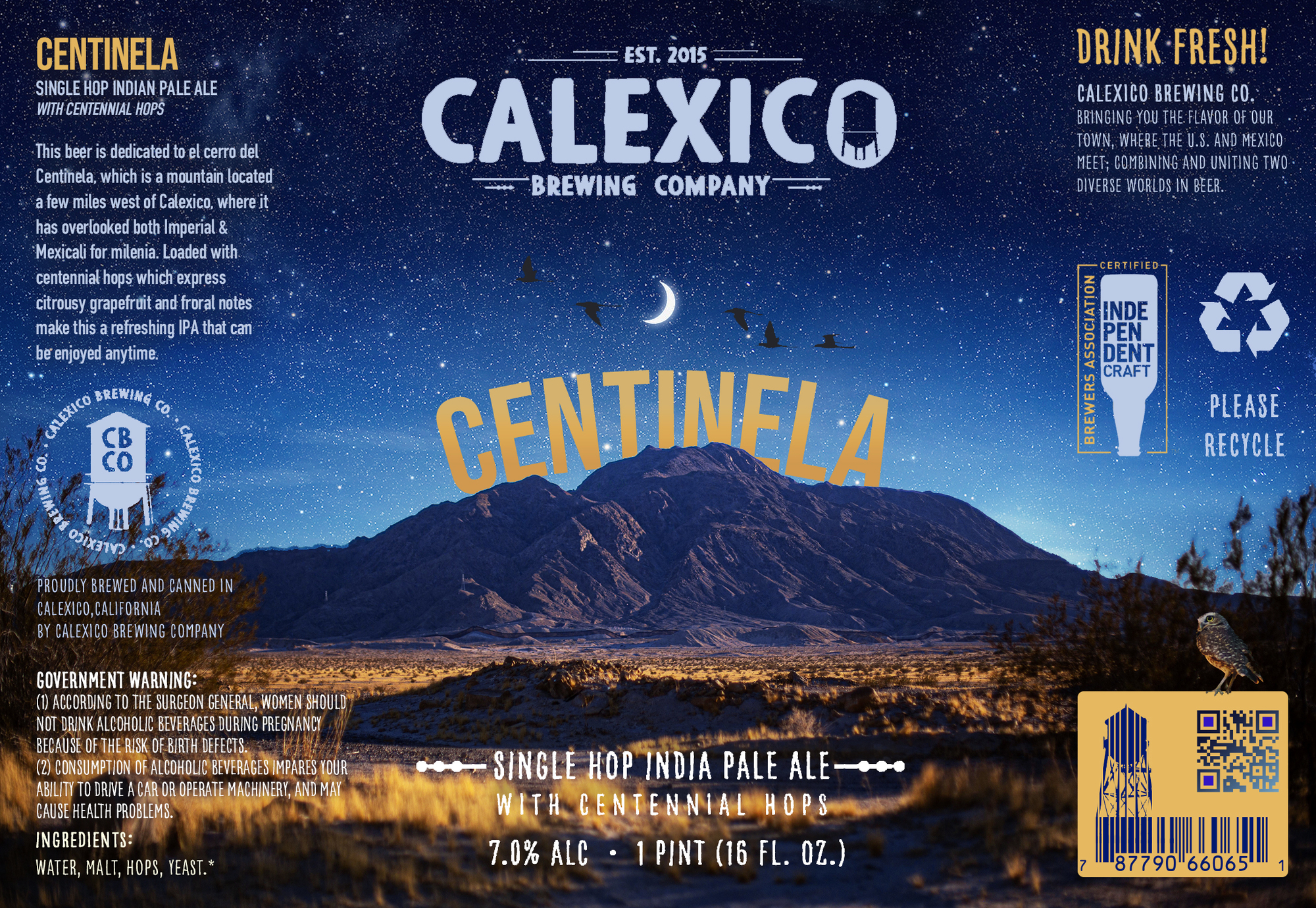 Centinela Single Hop Ipa W/Centennial beer Label Full Size