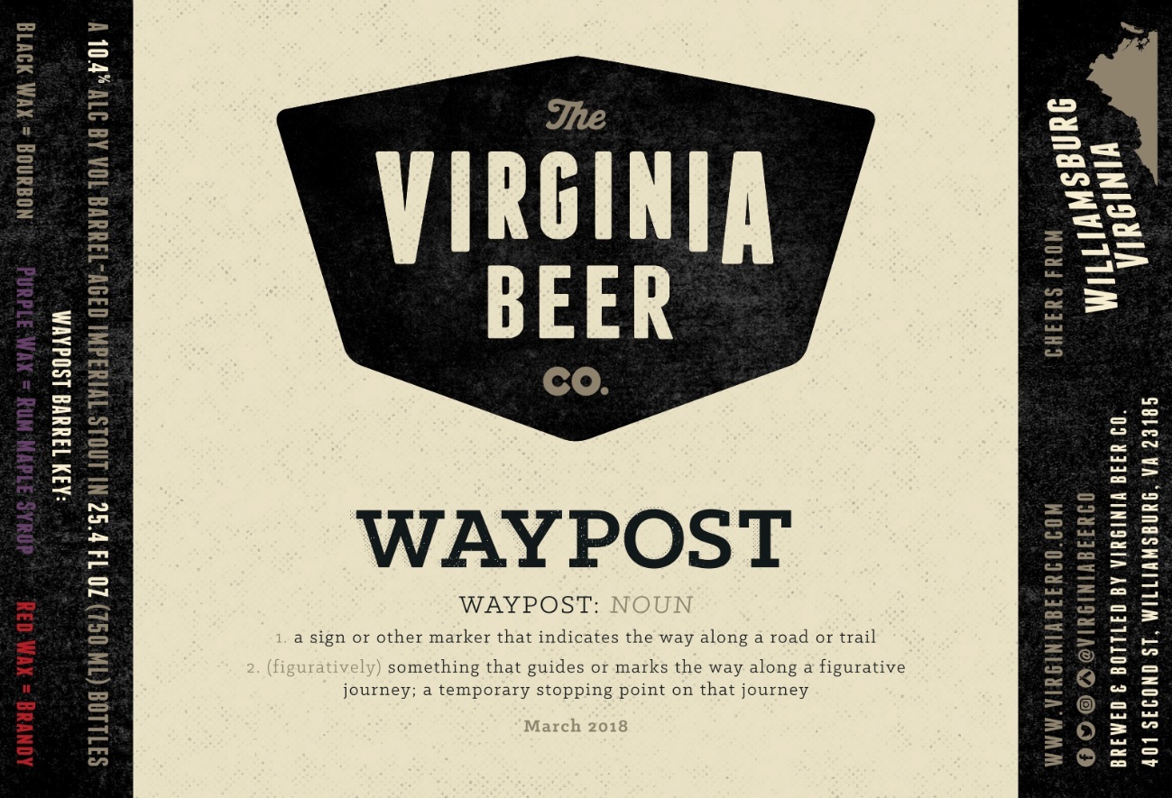 Virginia Beer Co. Waypost: Red beer Label Full Size