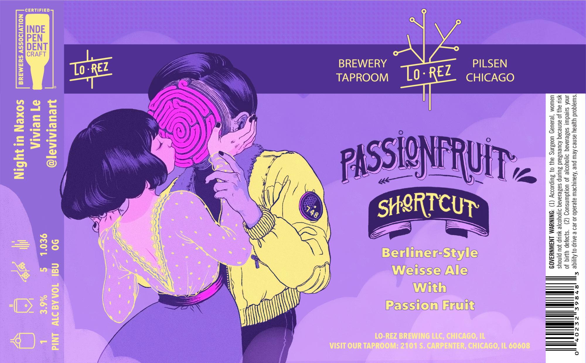 Lo Rez Passion Fruit Shortcut beer Label Full Size