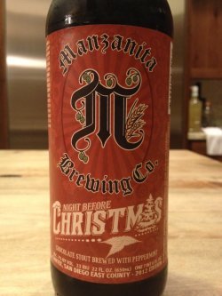 Manzanita Night Before Xmas beer Label Full Size