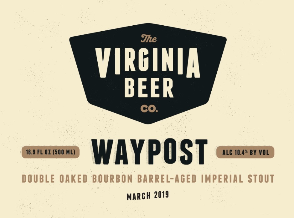 Virginia Beer Co. Waypost: Double Oaked Bourbon beer Label Full Size