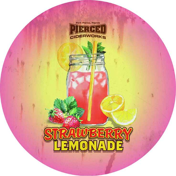 Pierced Cider Strawberry Lemonade beer Label Full Size