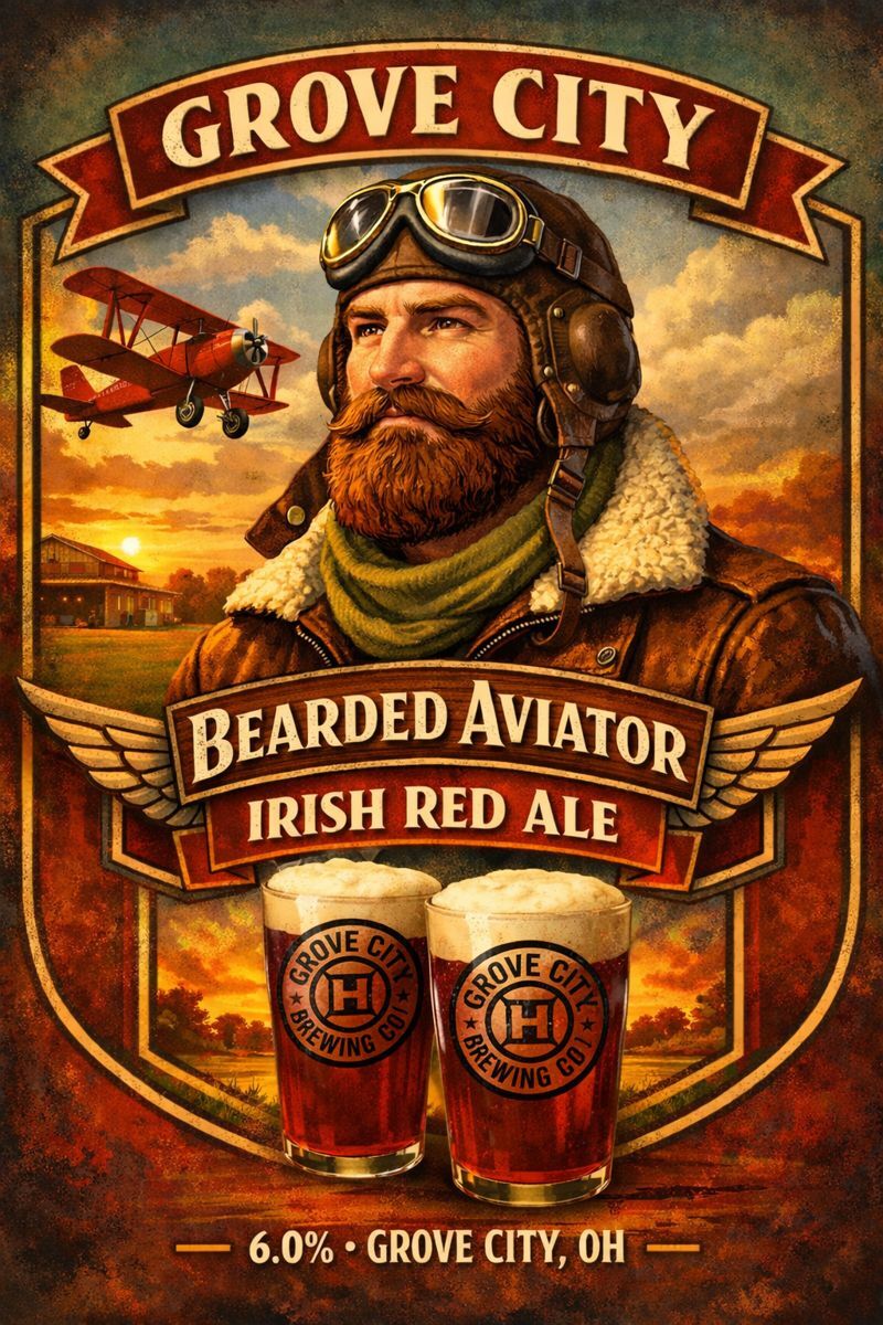 Grove City Bearded Aviator beer Label Full Size