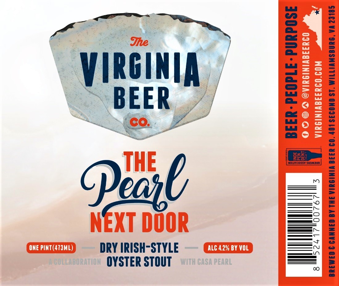 Virginia Beer Co. The Pearl Next Door NITRO beer Label Full Size