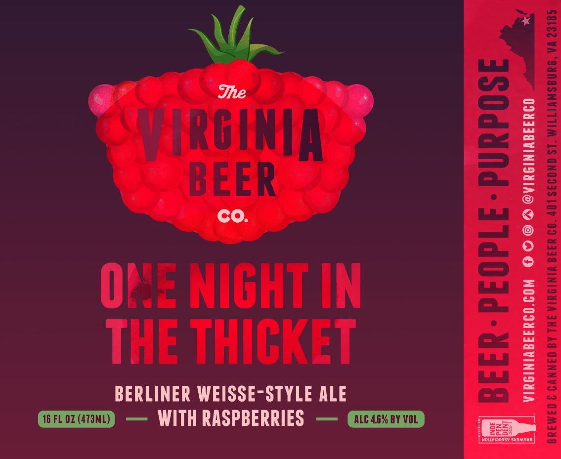 Virginia Beer Co. One Night In The Thicket NITRO beer Label Full Size