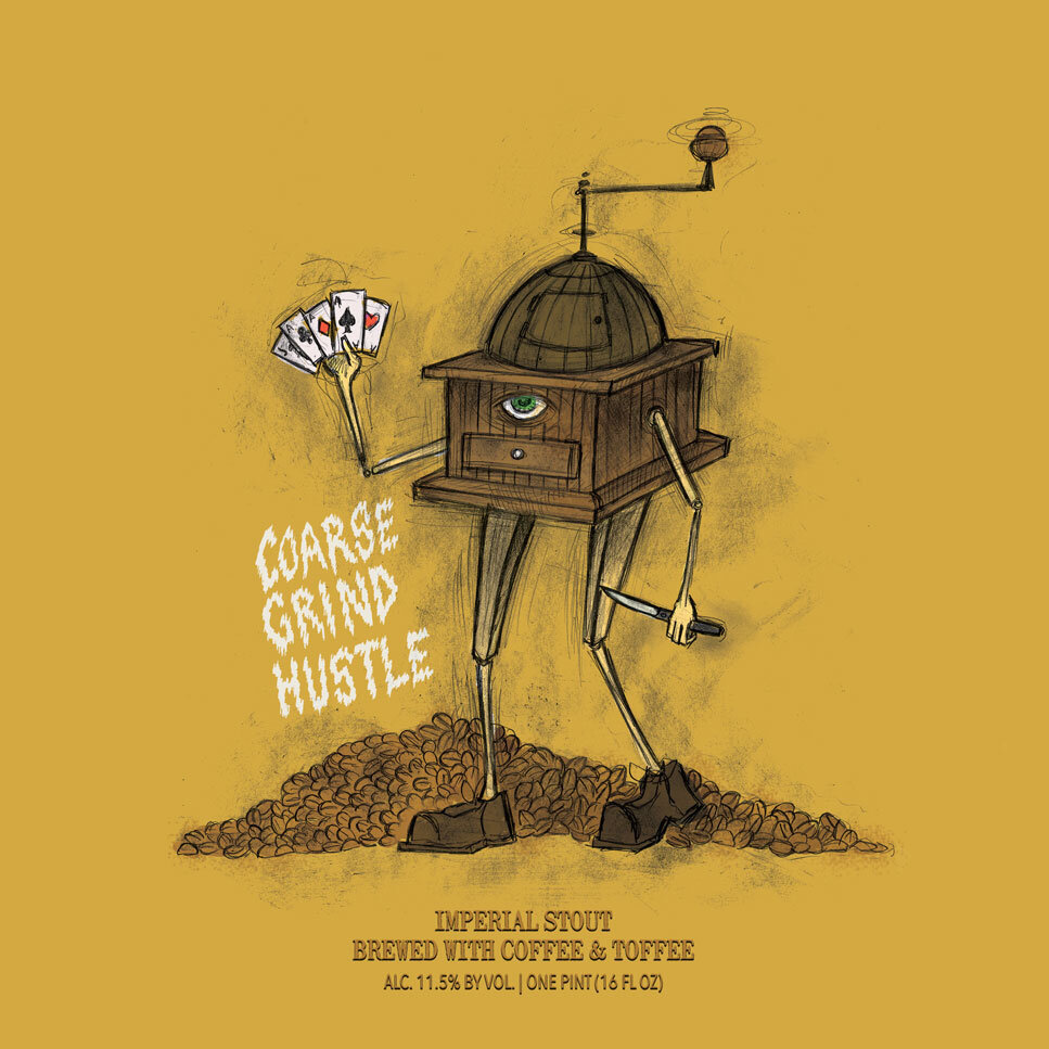 Hop Butcher for the World Coarse Grind Hustle beer Label Full Size
