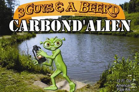 3 Guys & A Beer'd Carbond'Alien beer Label Full Size