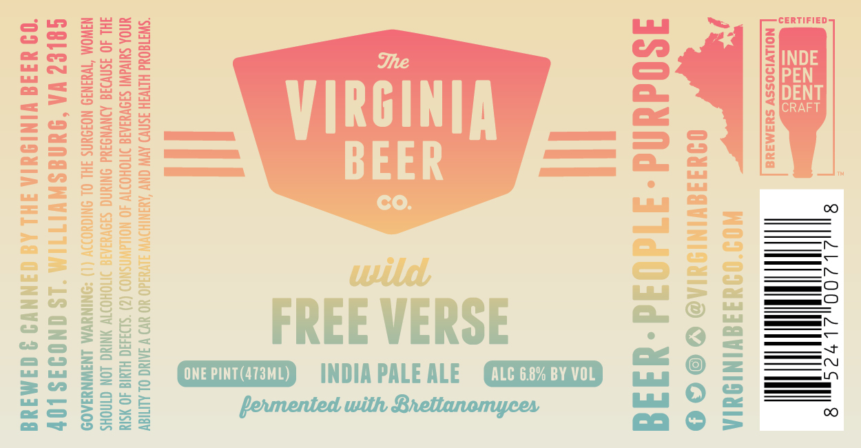 Virginia Beer Co. Wild Free Verse beer Label Full Size