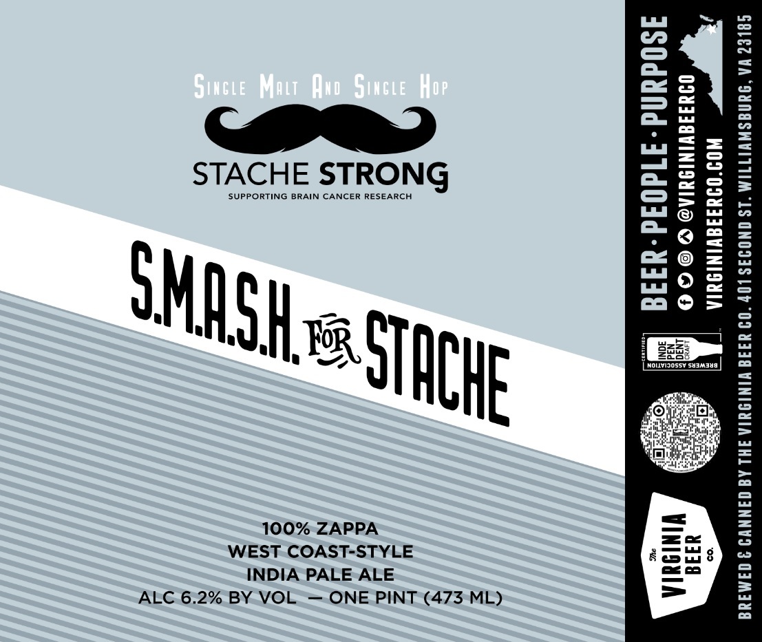 Virginia Beer Co. S.M.A.S.H. For Stache beer Label Full Size