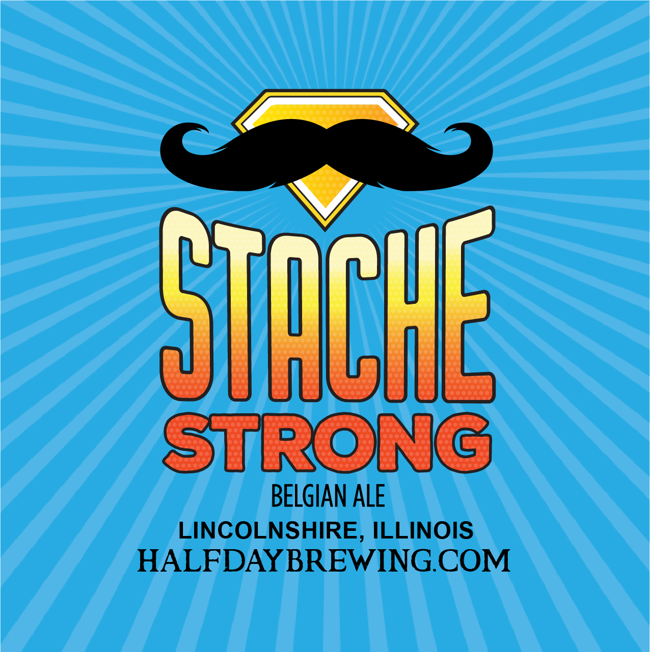 Half Day Stache Strong beer Label Full Size