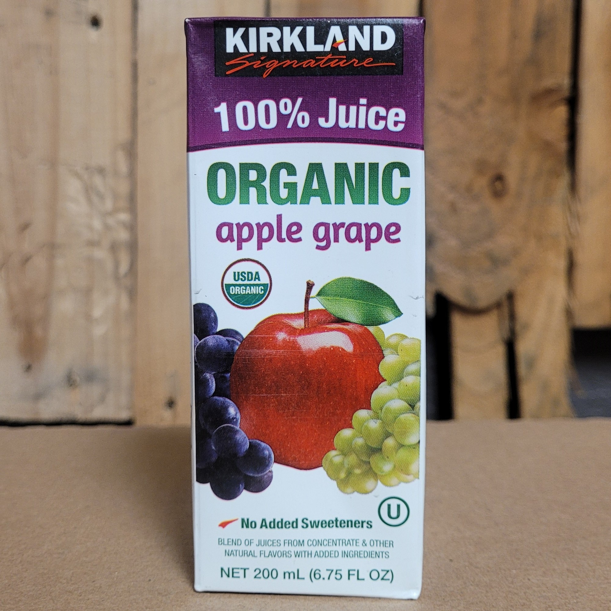Kirkland Signature 100% Juice Organic Apple Grape beer Label Full Size