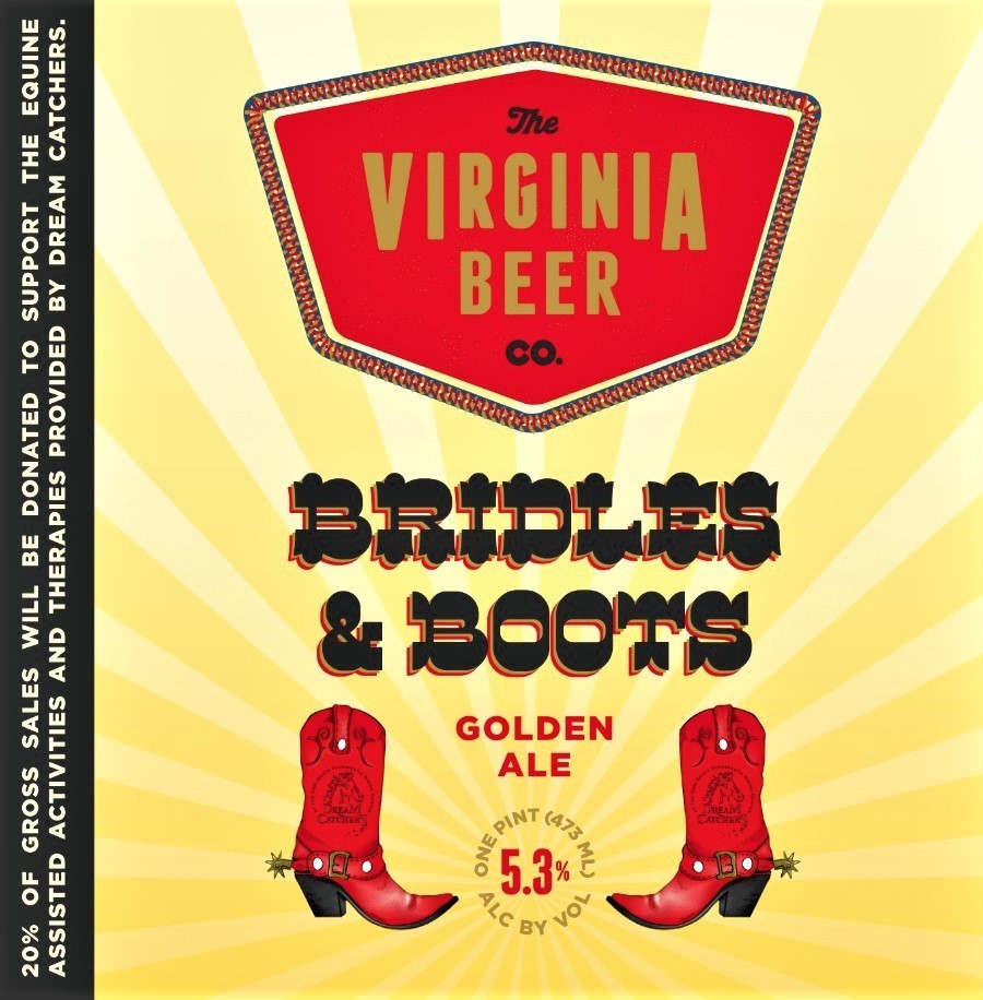 Virginia Beer Co. Bridles & Boots beer Label Full Size