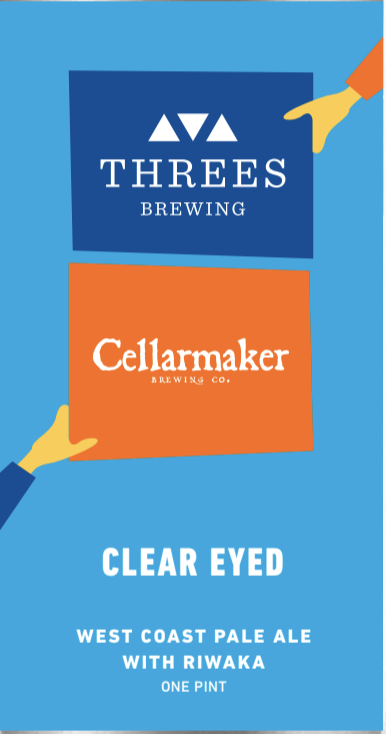 Threes + Cellarmaker Clear Eyed beer Label Full Size