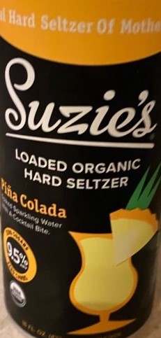 Suzie’s Loaded Organic Hard Seltzer Pina Colada beer Label Full Size