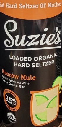 Suzie’s Loaded Organic Hard Seltzer Moscow Mule beer Label Full Size