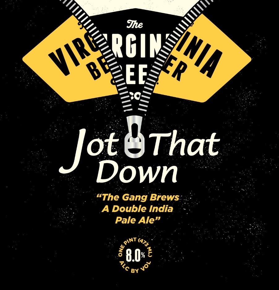 Virginia Beer Co. Jot That Down beer Label Full Size