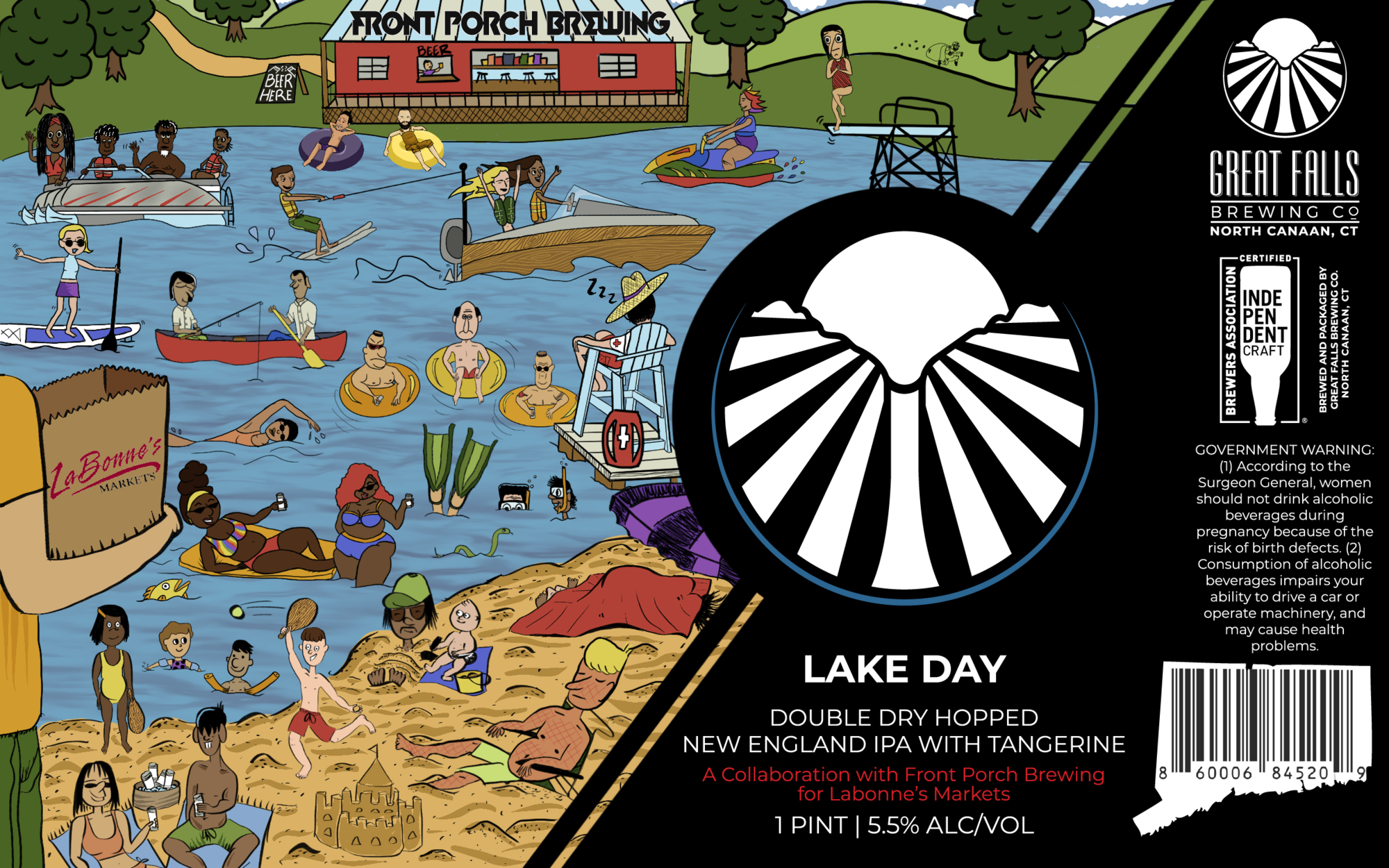 Great Falls + Front Porch Lake Day beer Label Full Size