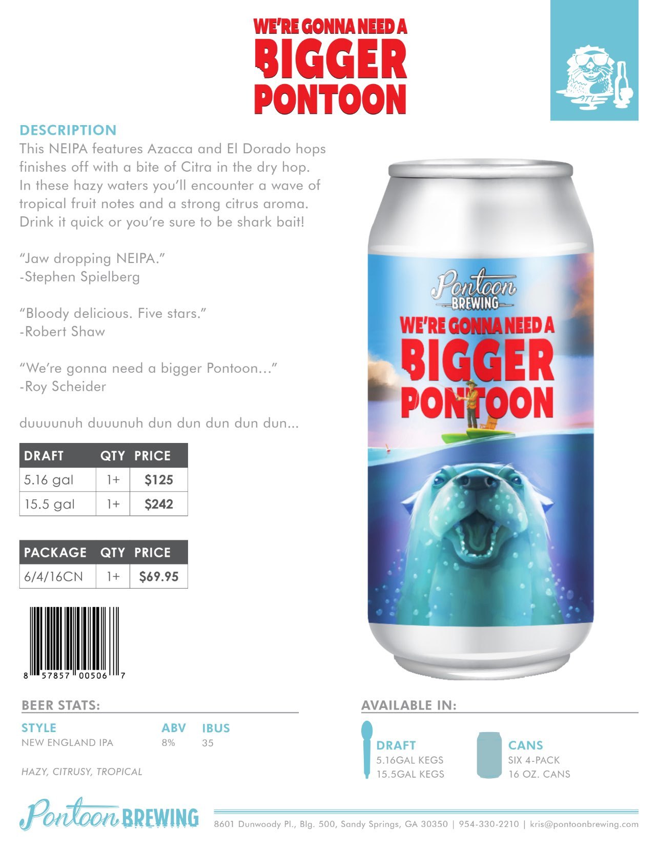 Pontoon We're Gonna Need a Bigger Pontoon beer Label Full Size