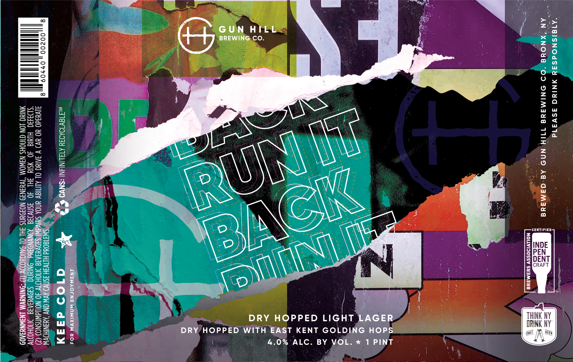 Gun Hill Run It Back beer Label Full Size