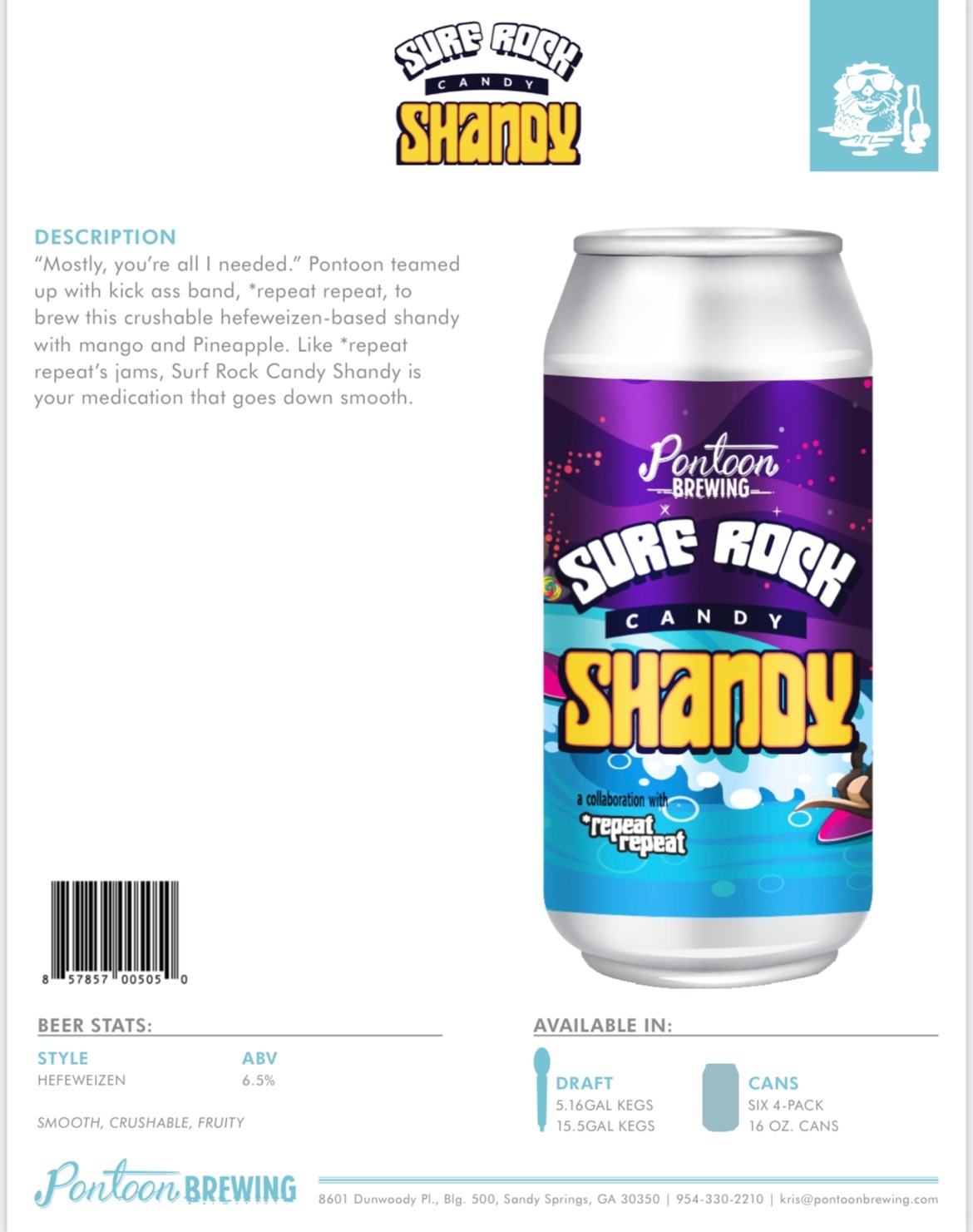 Pontoon Surf Rock Candy Shandy beer Label Full Size