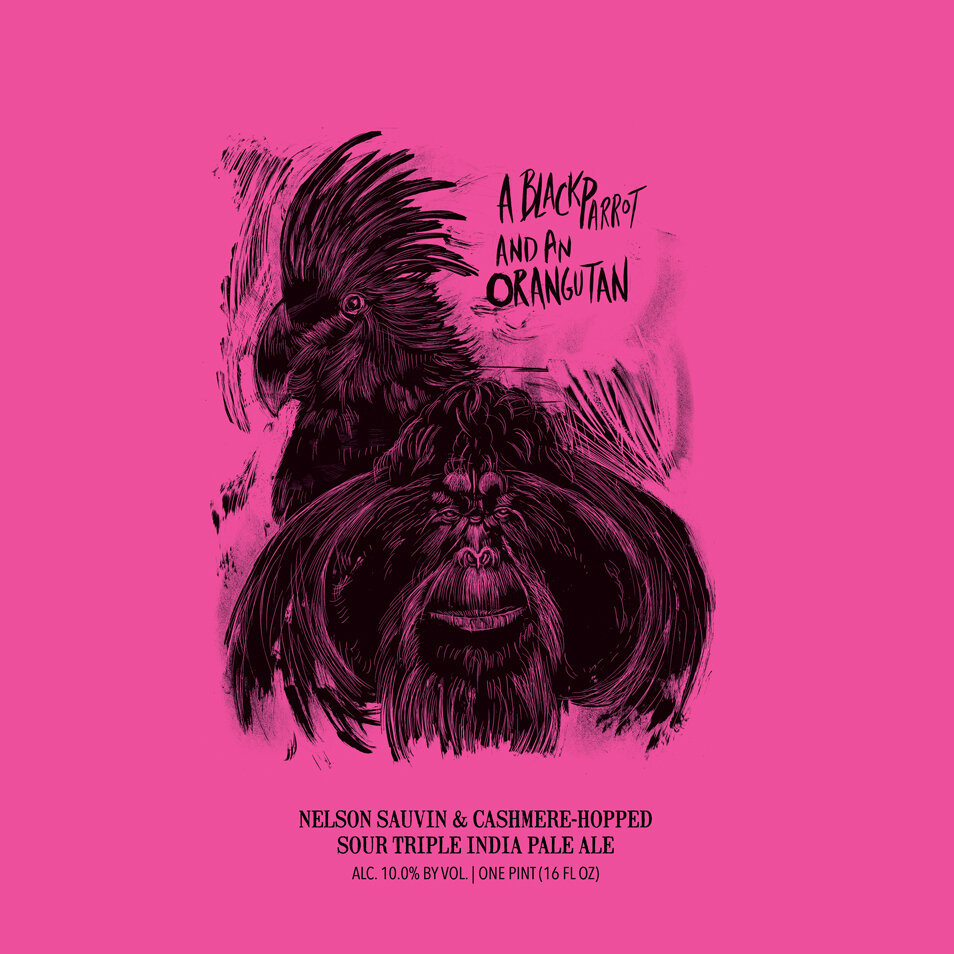 Hop Butcher for the World A Black Parrot & An Orangutan beer Label Full Size